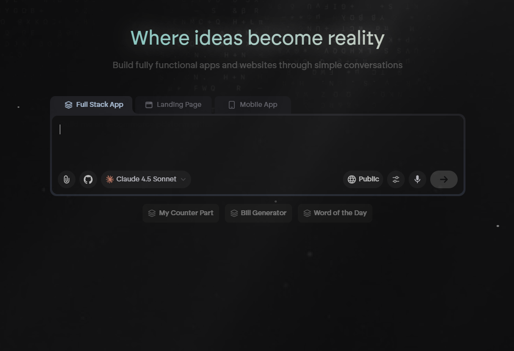 Emergent AI App Builder Interface